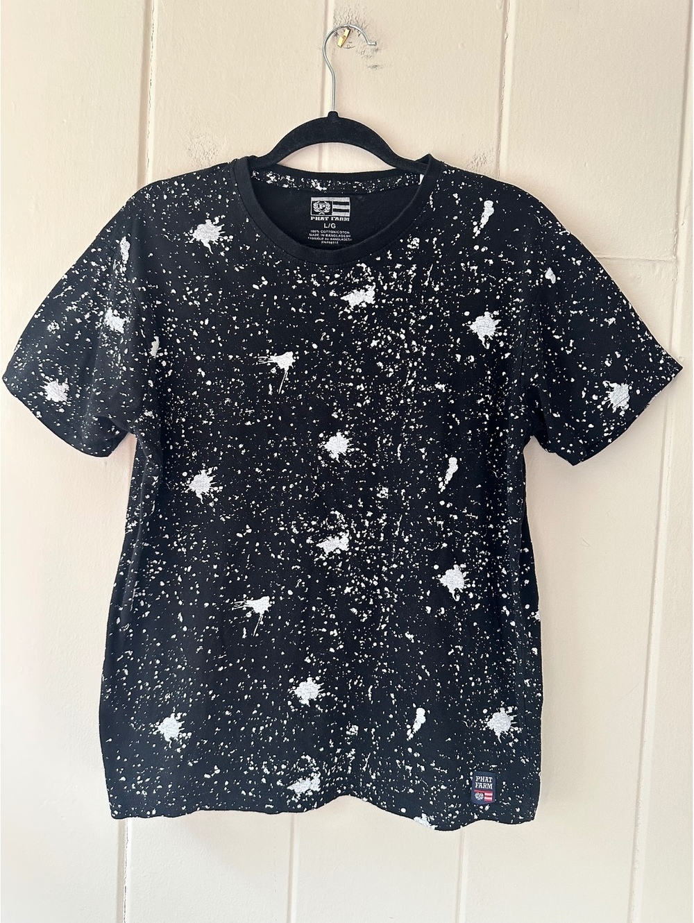 Phat Farm Y2K Vintage Men’s Paint Splatter T-Shirt 100% Cotton Tee Size Large